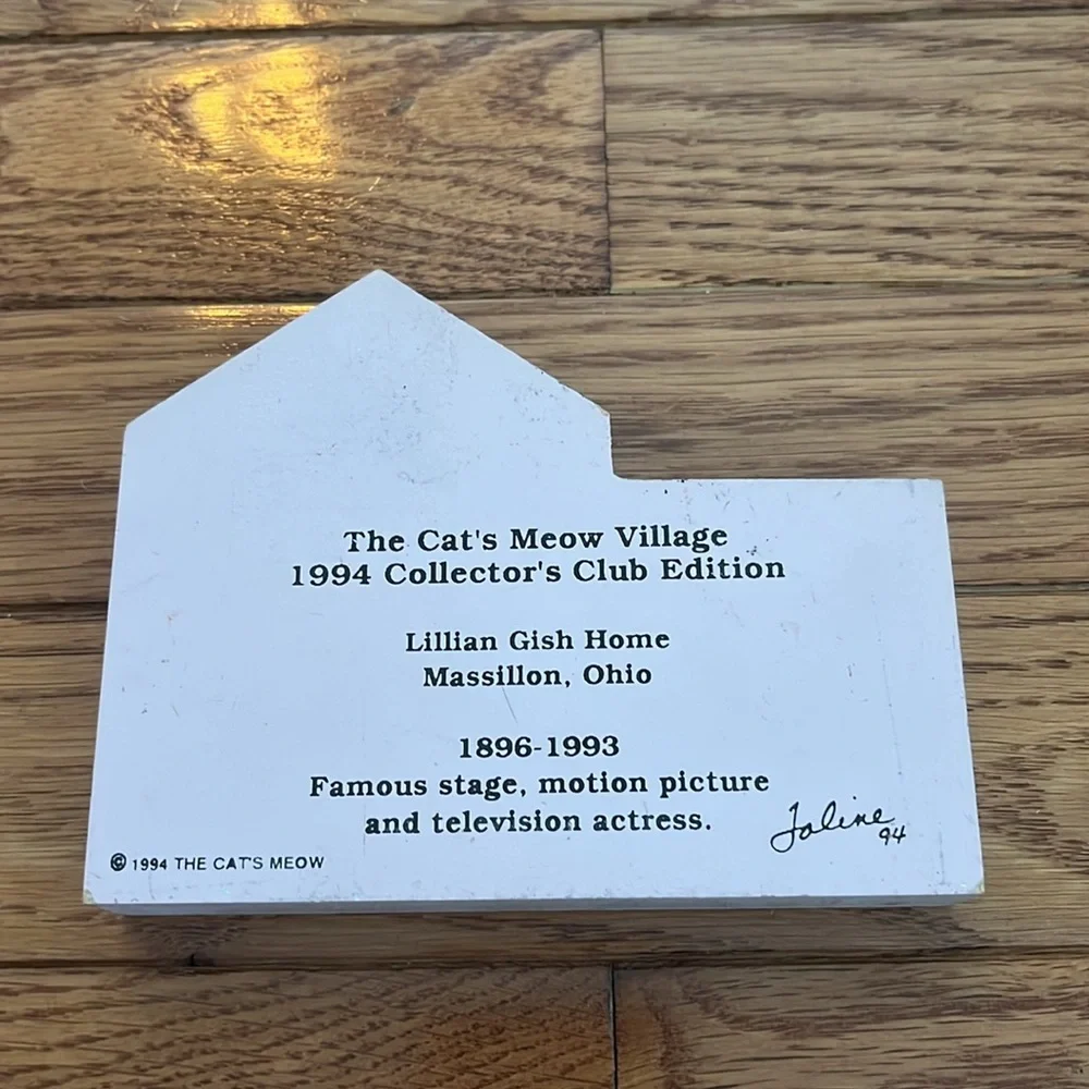 Vtg Cats Meow Village Faline‎ Lillian Gish Massillon Ohio 1994 Decor Collectible